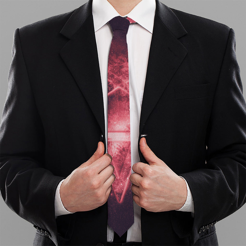 Fiery Reversed Pentagram Print Necktie