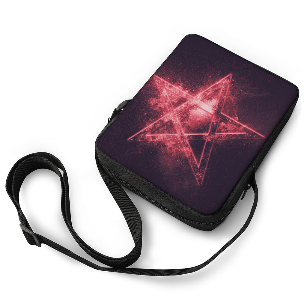 Fiery Reversed Pentagram Print Rectangular Crossbody Bag
