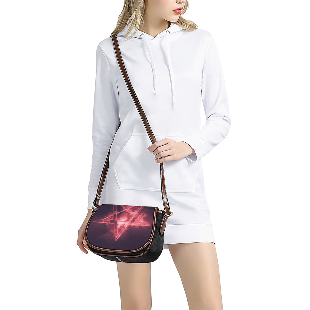 Fiery Reversed Pentagram Print Saddle Bag