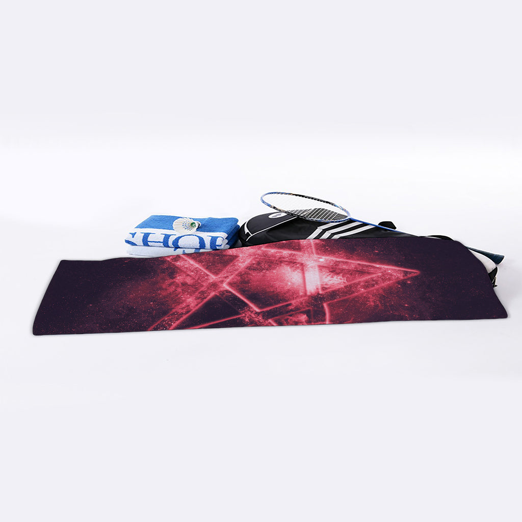 Fiery Reversed Pentagram Print Sports Towel