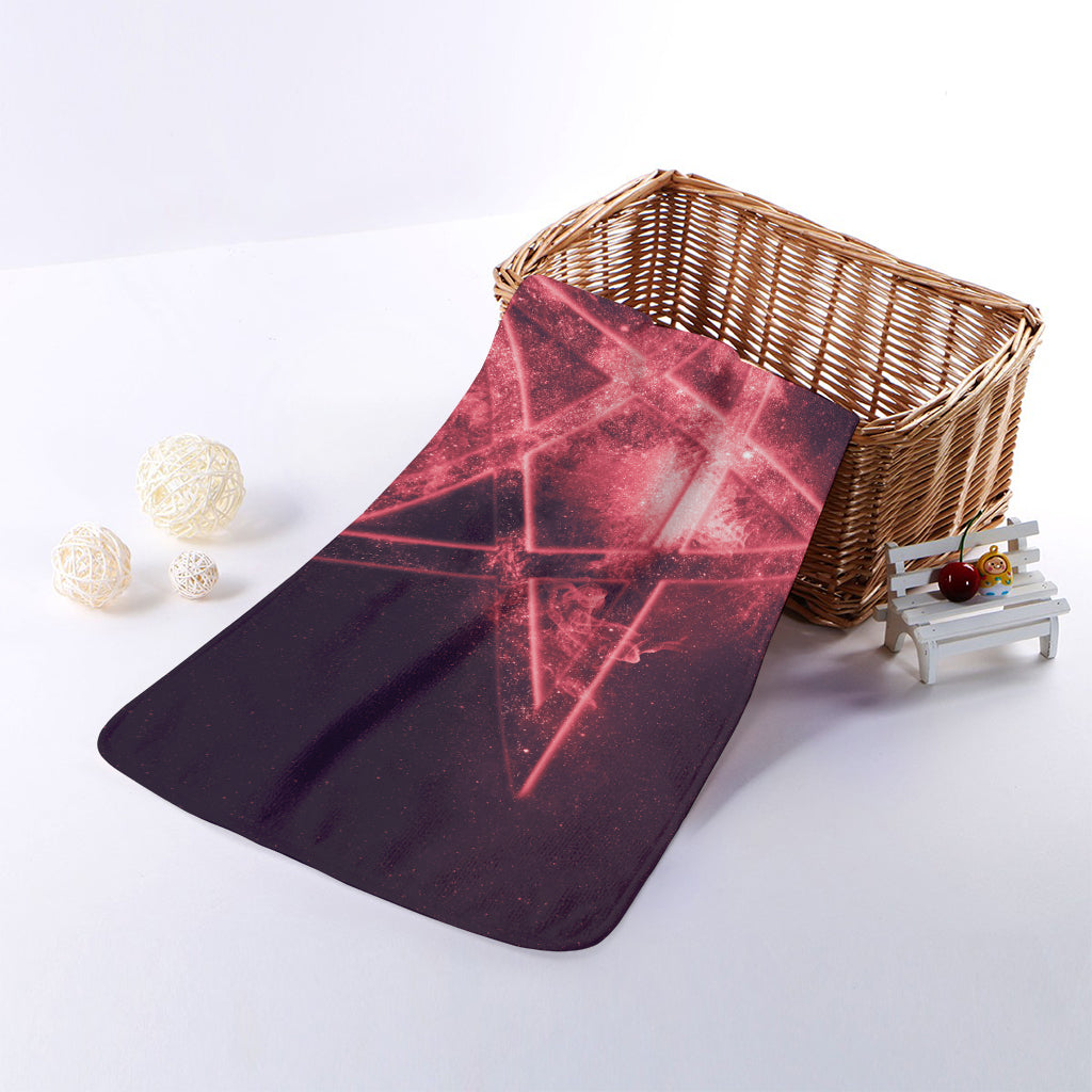 Fiery Reversed Pentagram Print Towel