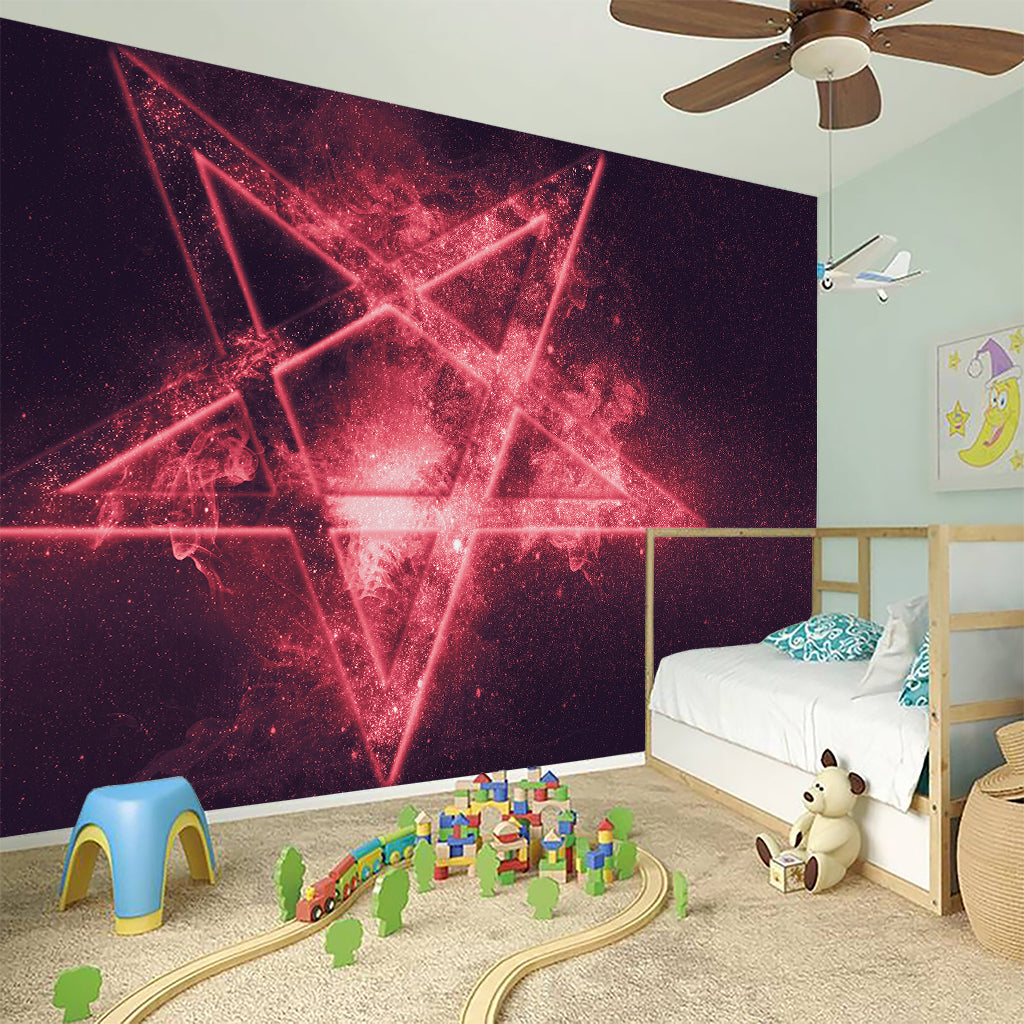 Fiery Reversed Pentagram Print Wall Sticker
