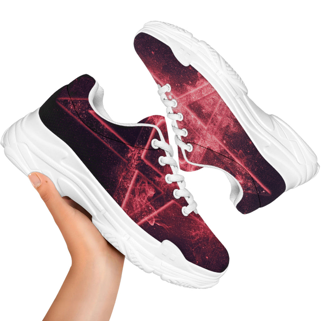 Fiery Reversed Pentagram Print White Chunky Shoes