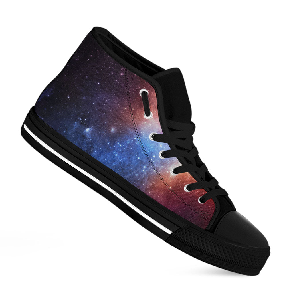 Fiery Universe Nebula Galaxy Space Print Black High Top Sneakers