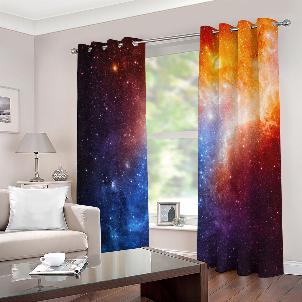 Fiery Universe Nebula Galaxy Space Print Extra Wide Grommet Curtains