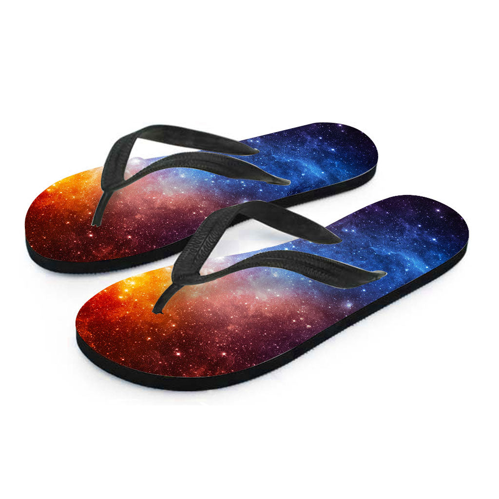 Fiery Universe Nebula Galaxy Space Print Flip Flops