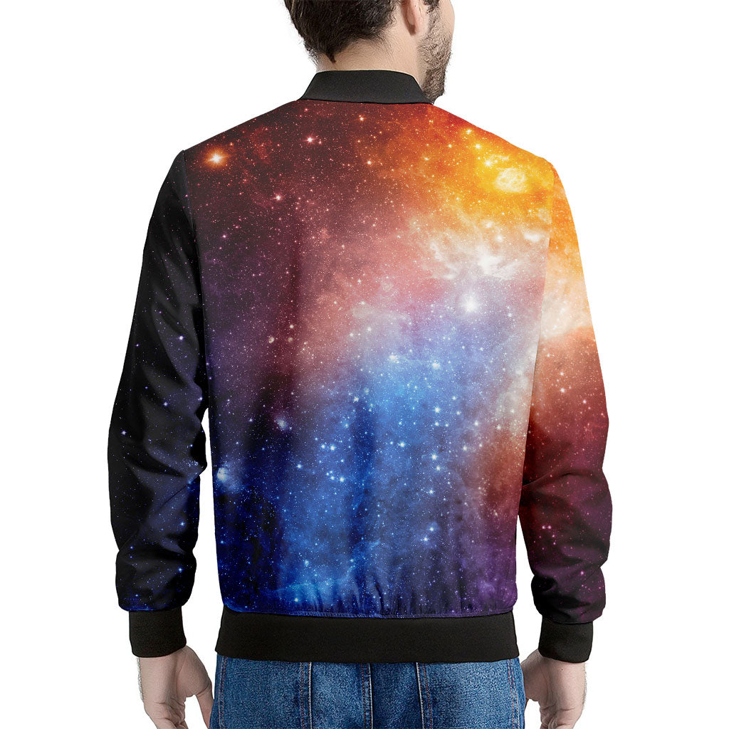 Fiery Universe Nebula Galaxy Space Print Men's Bomber Jacket