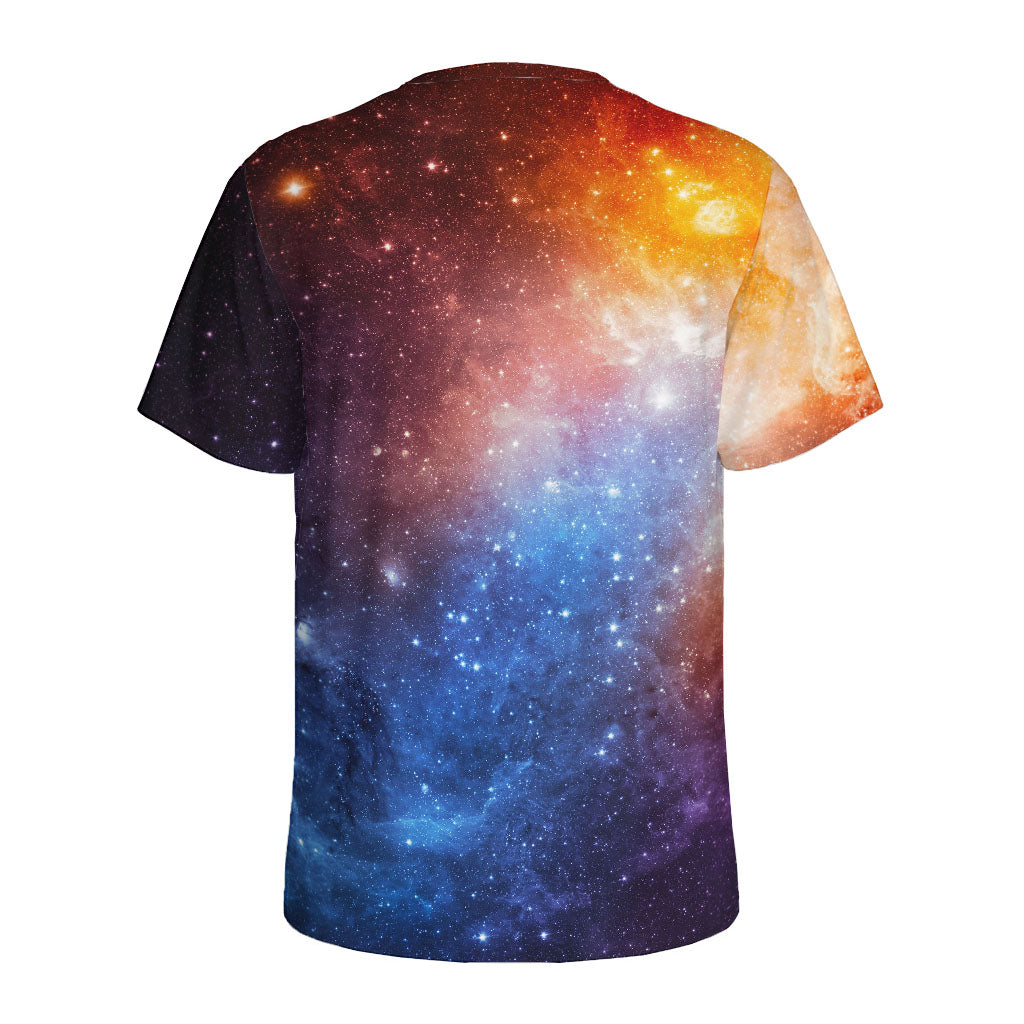 Fiery Universe Nebula Galaxy Space Print Men's Sports T-Shirt
