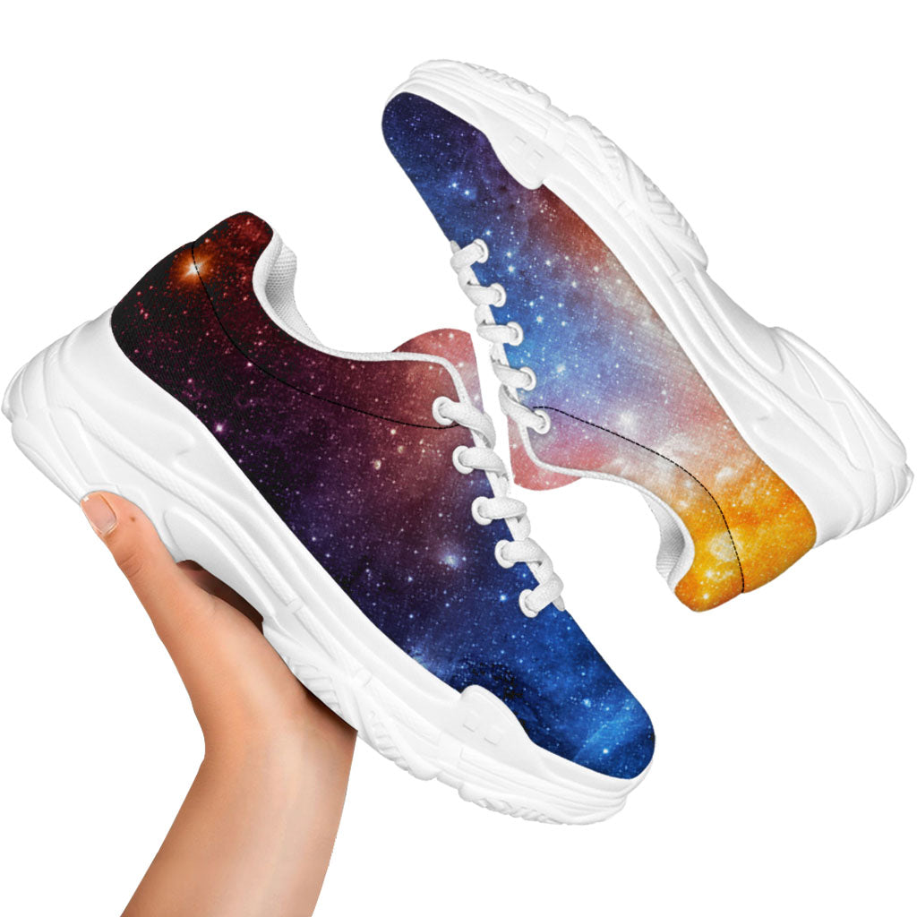 Fiery Universe Nebula Galaxy Space Print White Chunky Shoes