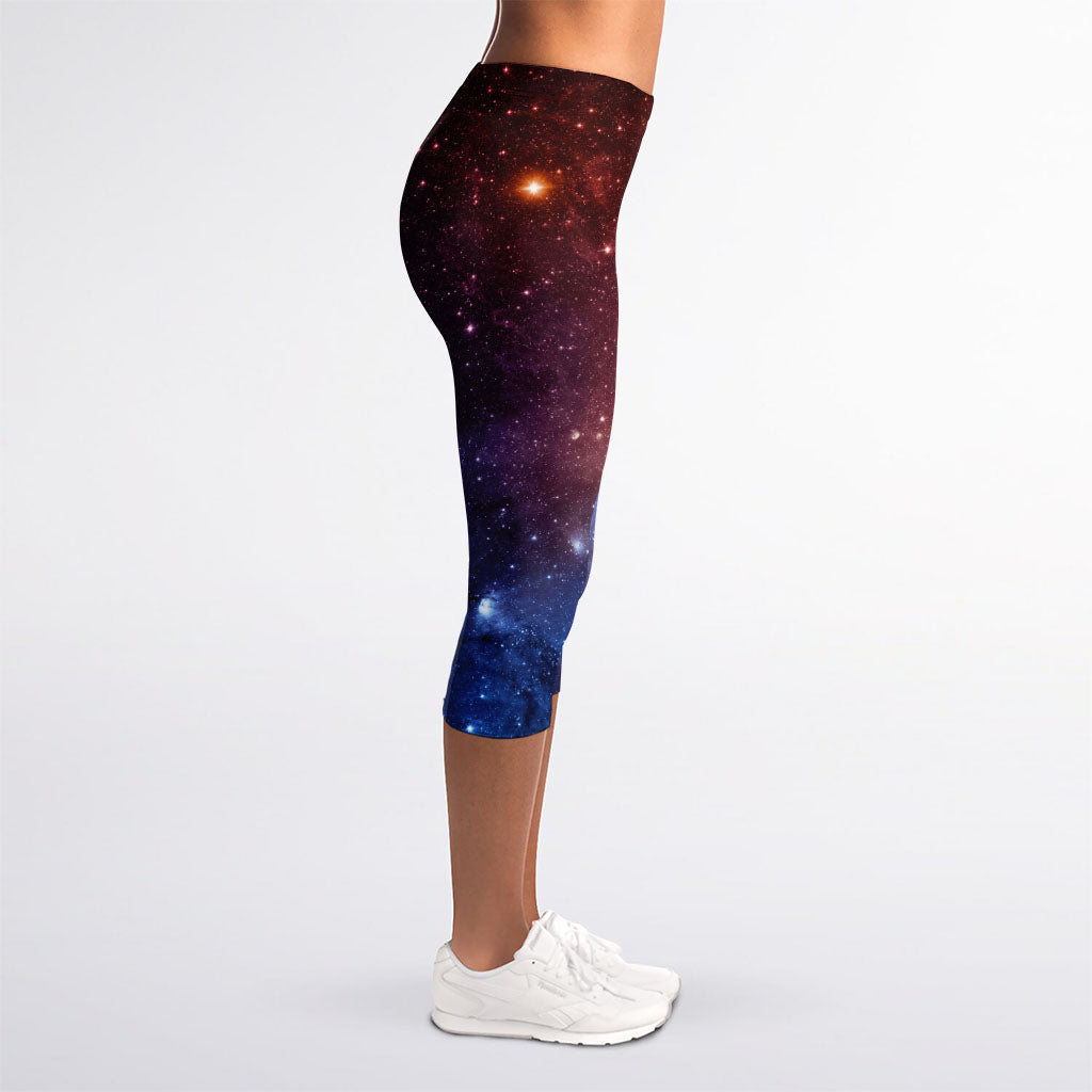 Fiery Universe Nebula Galaxy Space Print Women's Capri Leggings