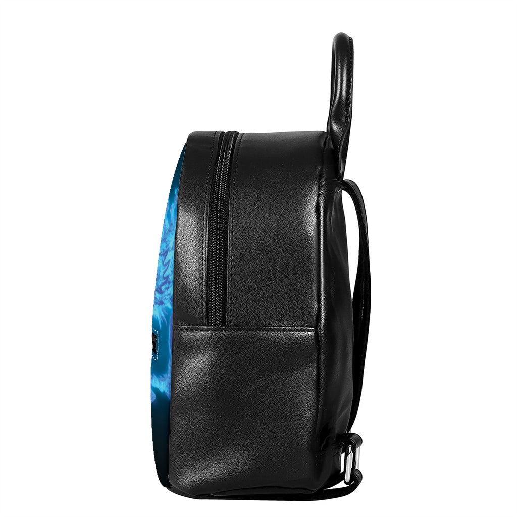 Fire And Ice Dragons Print Leather Backpack
