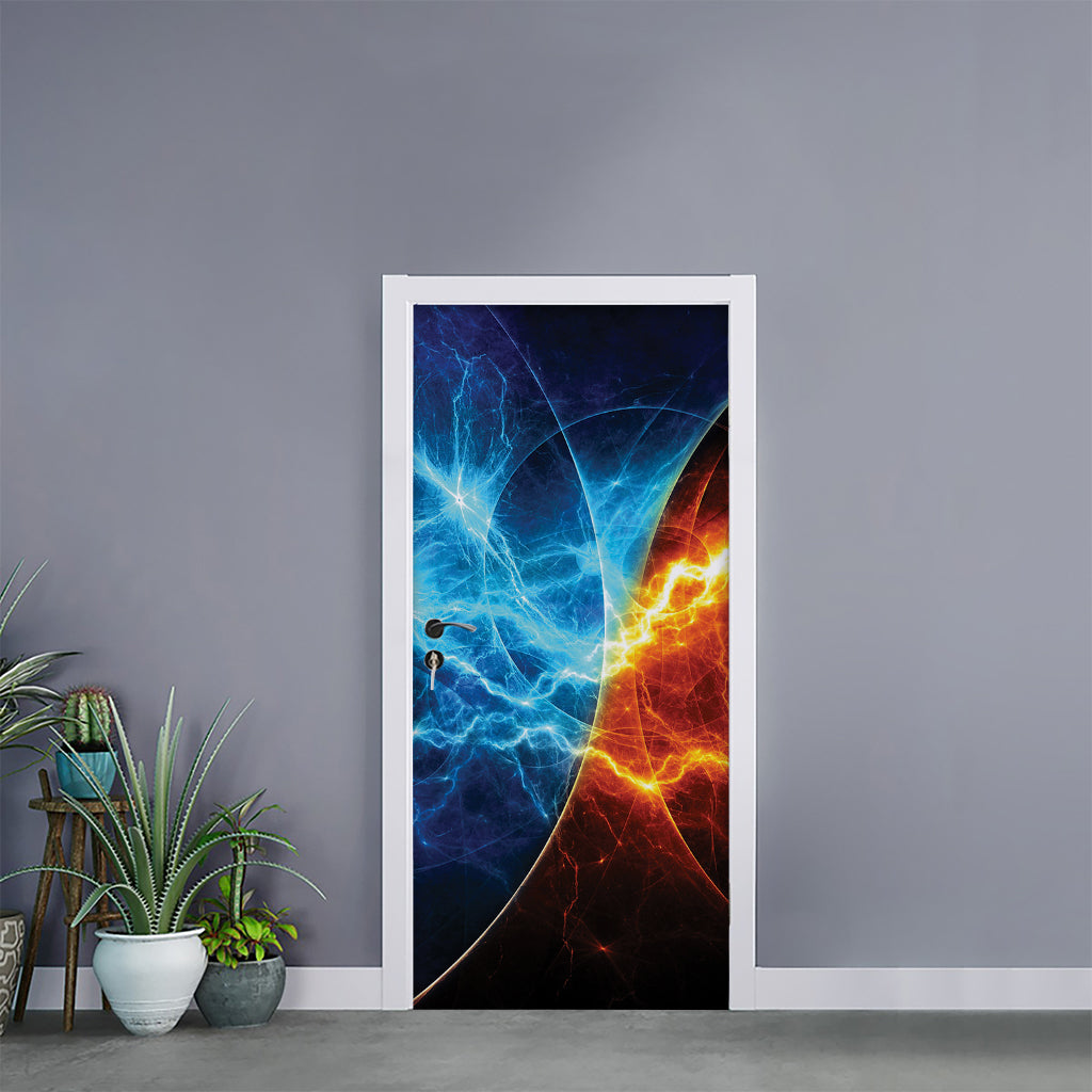 Fire And Ice Energy Print Door Sticker