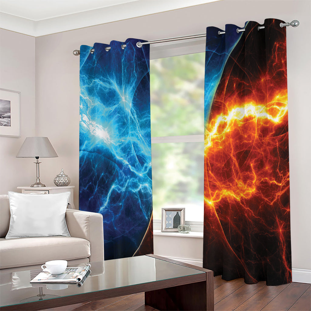 Fire And Ice Energy Print Extra Wide Grommet Curtains