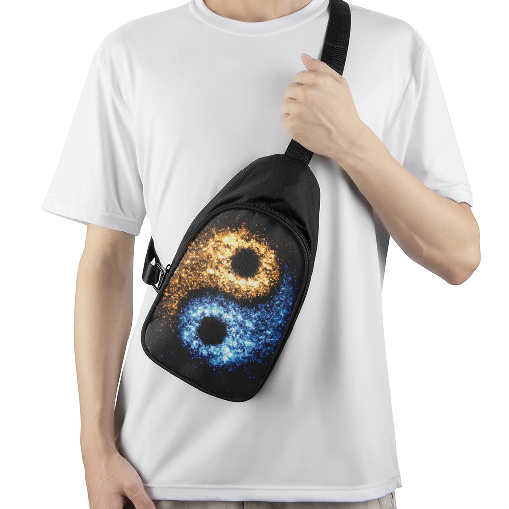 Fire And Ice Sparkle Yin Yang Print Chest Bag