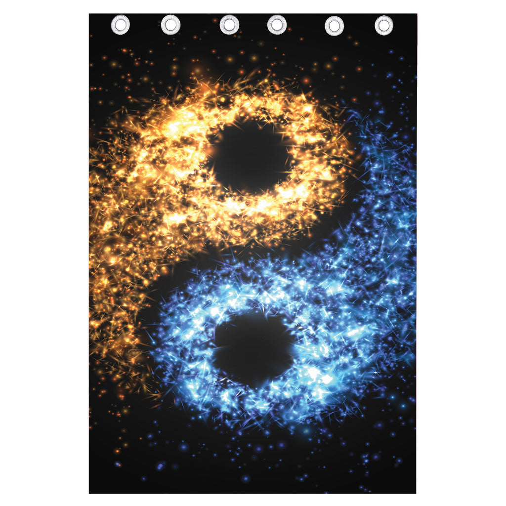 Fire And Ice Sparkle Yin Yang Print Curtain