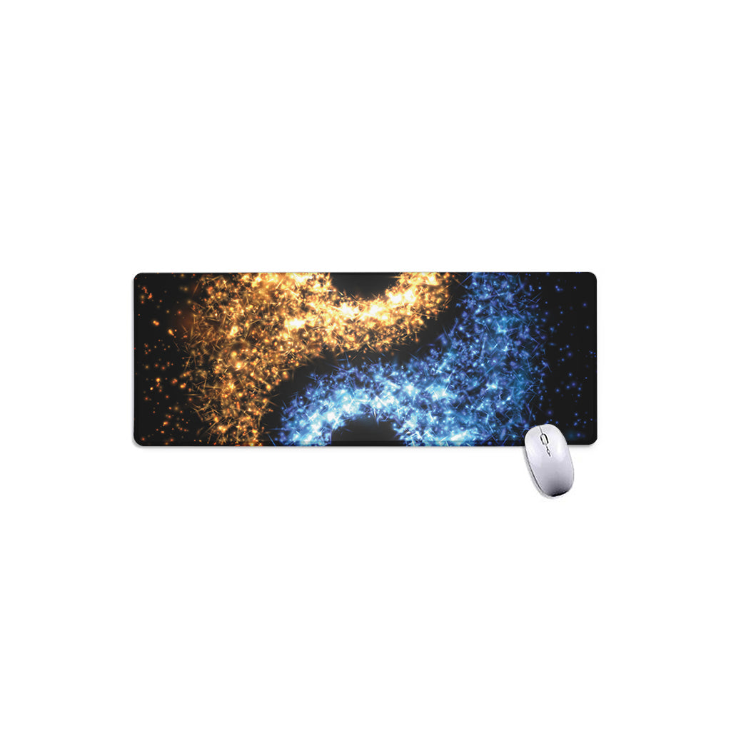 Fire And Ice Sparkle Yin Yang Print Extended Mouse Pad