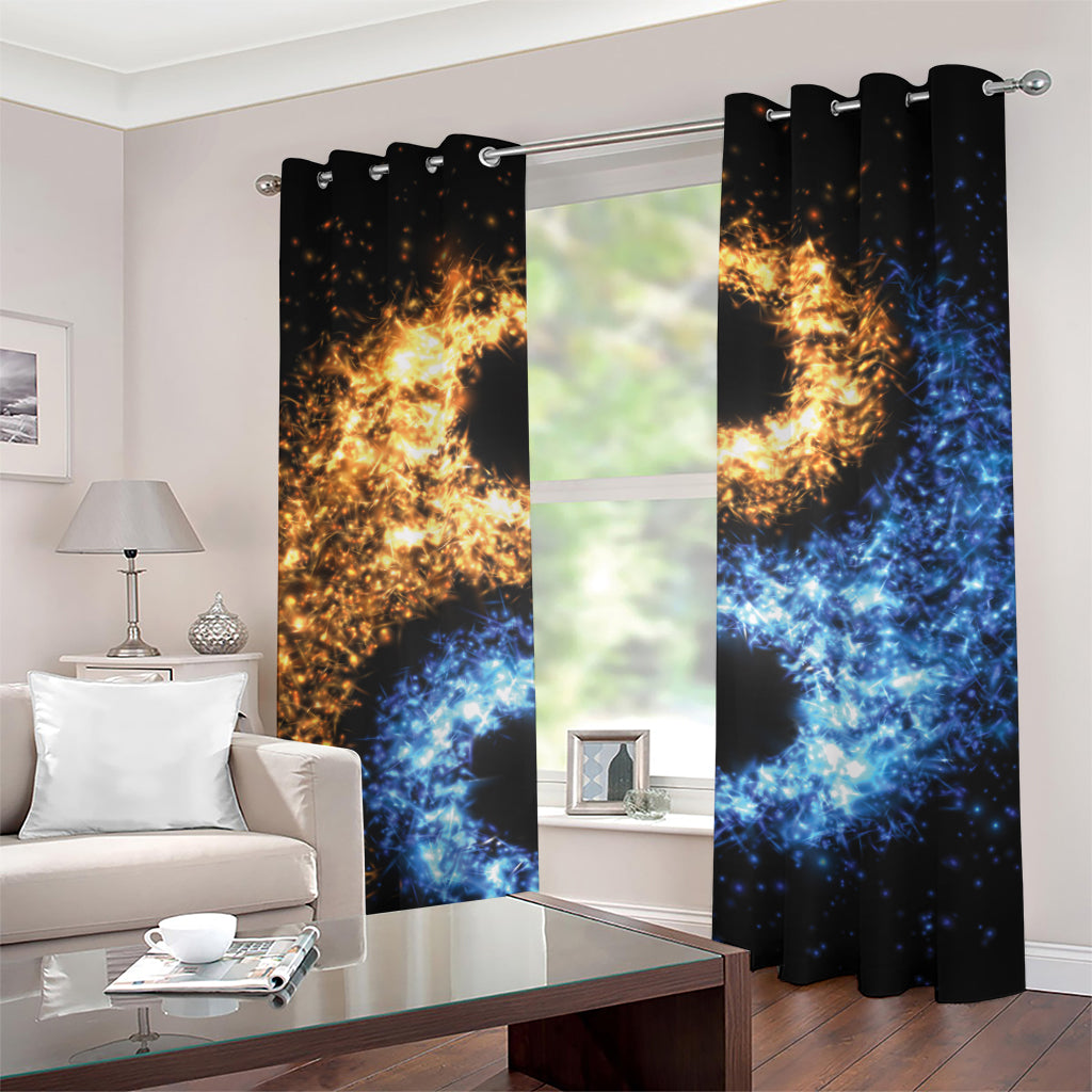 Fire And Ice Sparkle Yin Yang Print Grommet Curtains