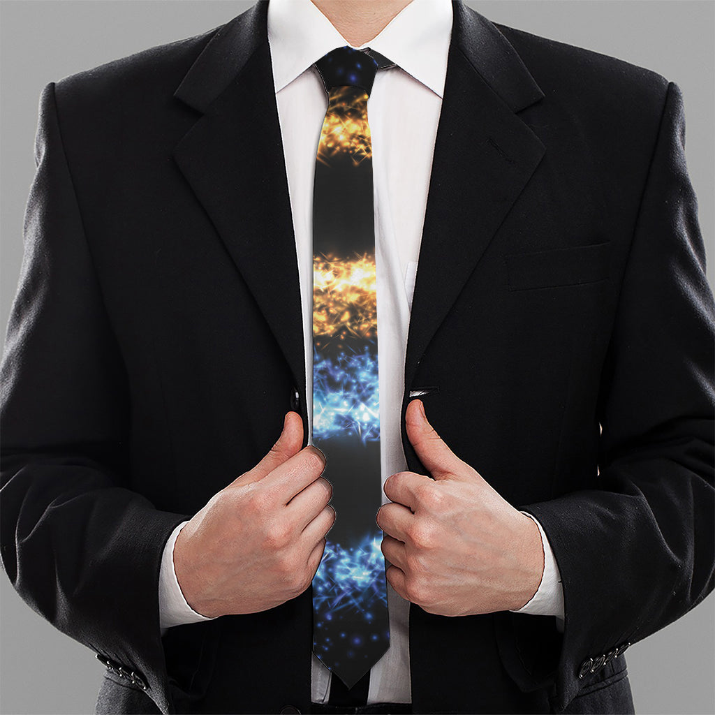 Fire And Ice Sparkle Yin Yang Print Necktie