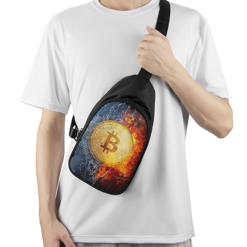 Fire And Water Bitcoin Print Chest Bag