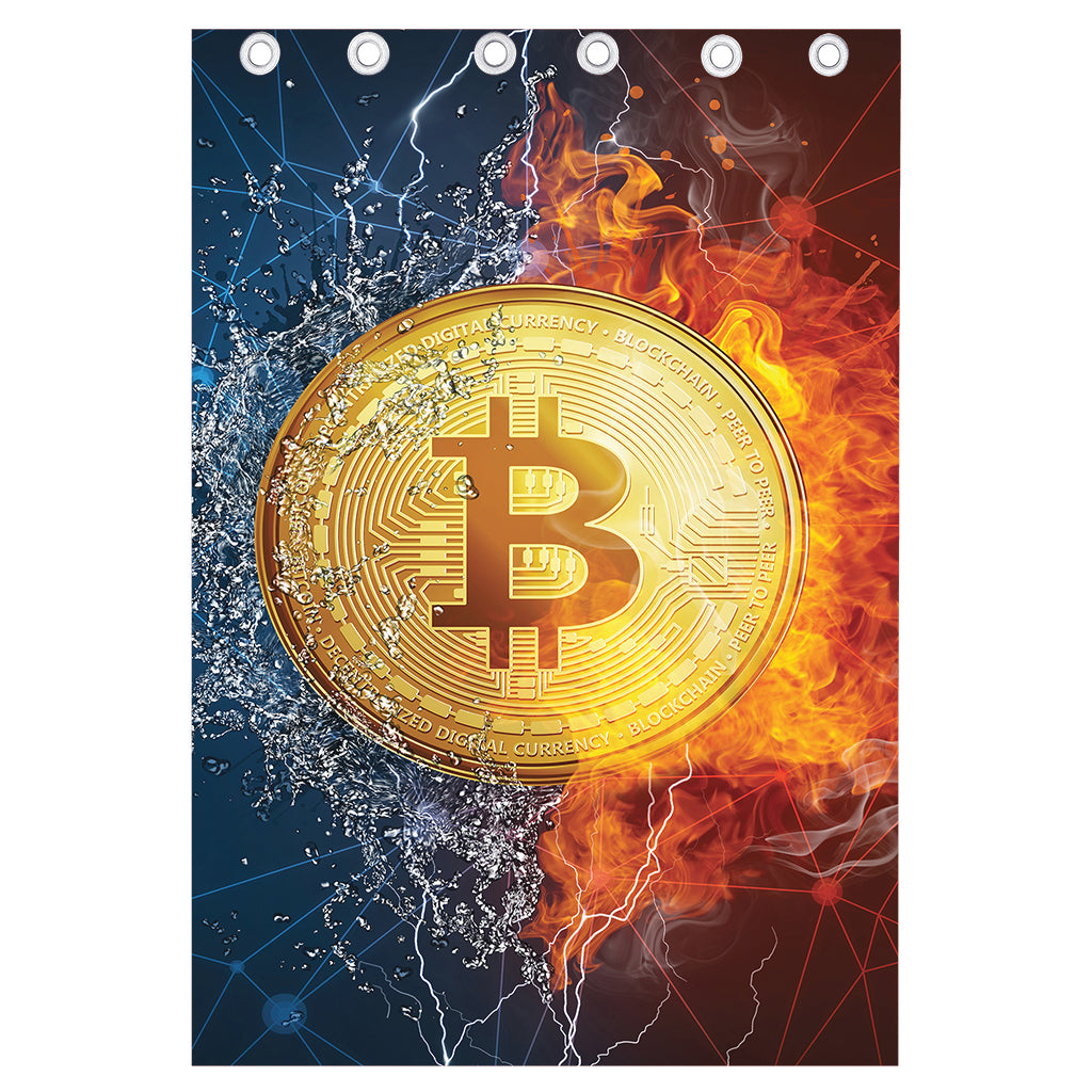 Fire And Water Bitcoin Print Curtain