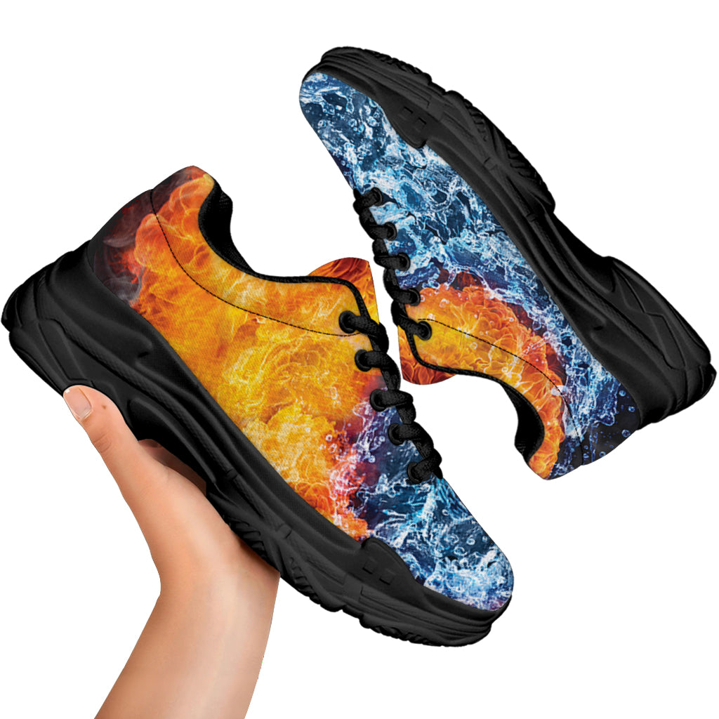 Fire And Water Yin Yang Print Black Chunky Shoes