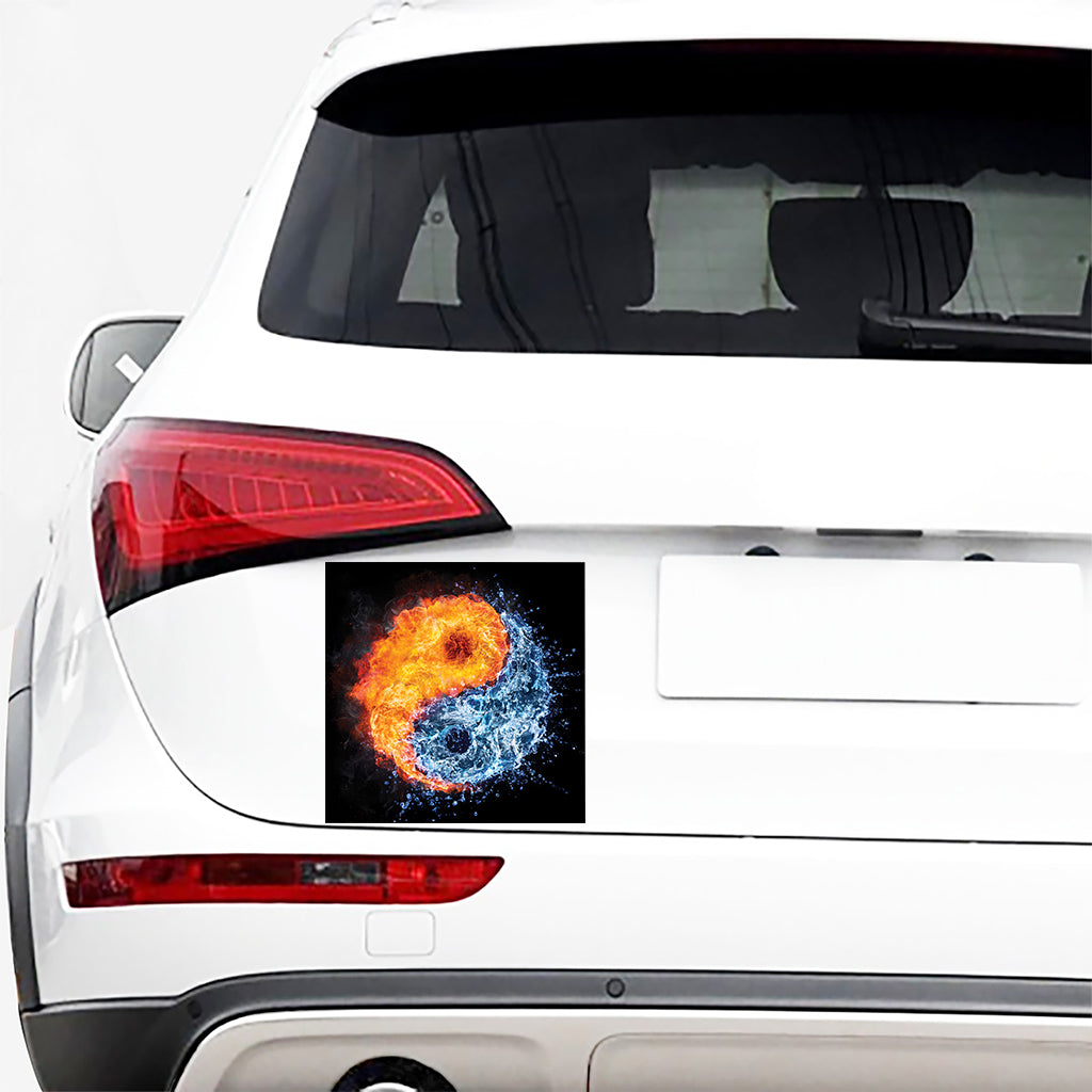 Fire And Water Yin Yang Print Car Sticker
