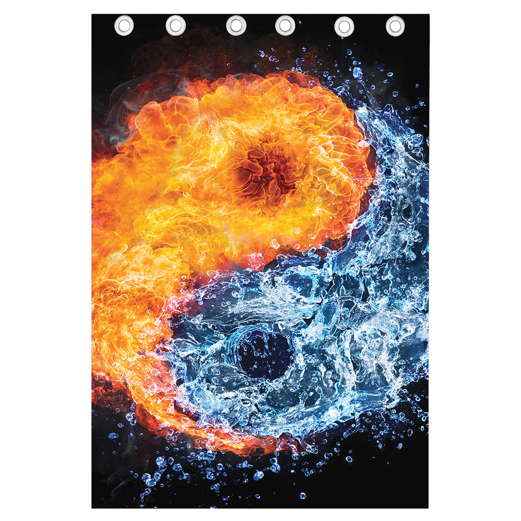 Fire And Water Yin Yang Print Curtain