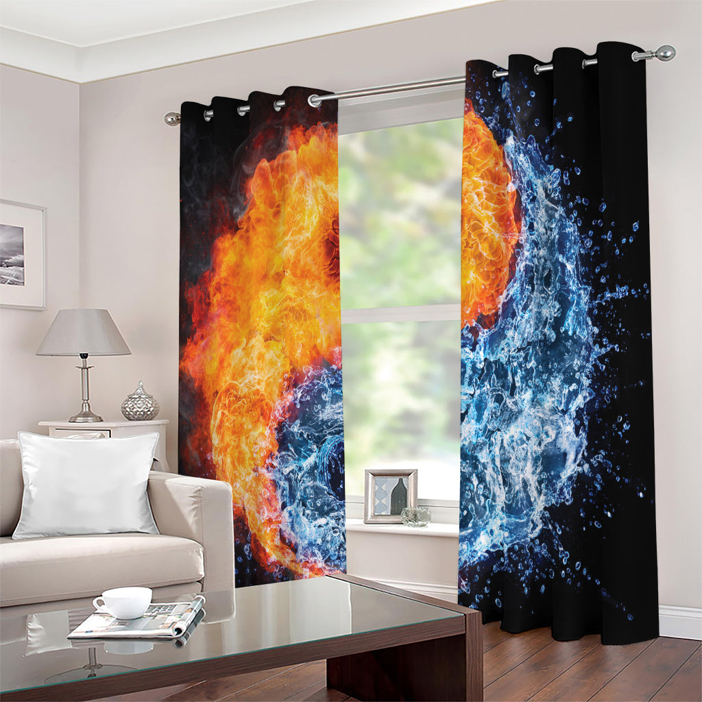 Fire And Water Yin Yang Print Extra Wide Grommet Curtains