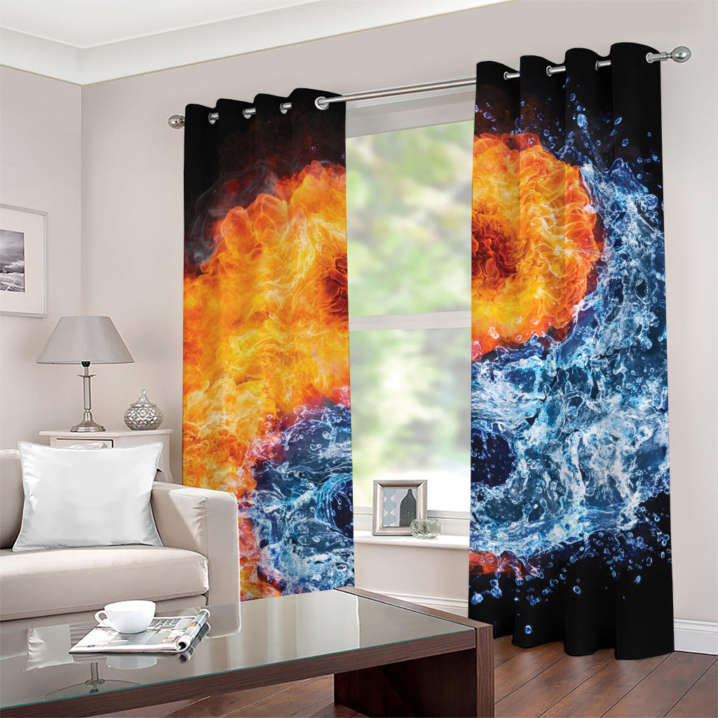 Fire And Water Yin Yang Print Grommet Curtains