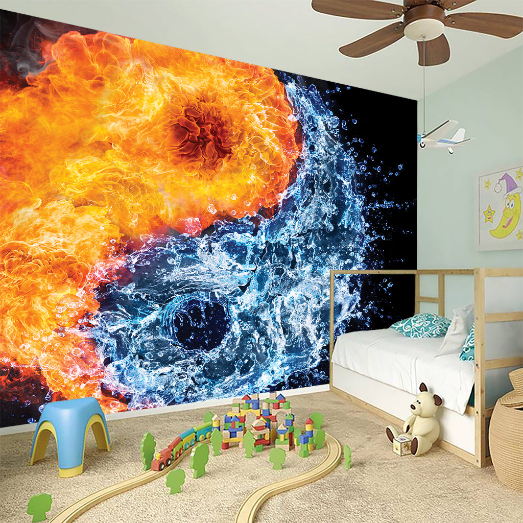 Fire And Water Yin Yang Print Wall Sticker