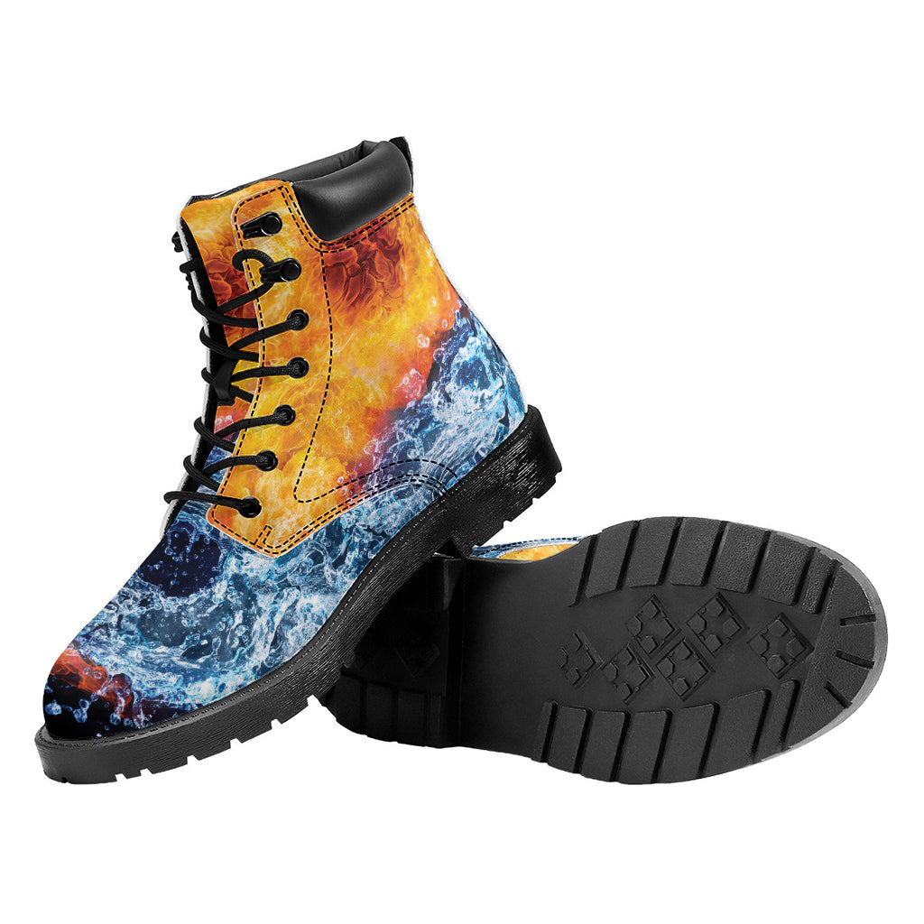 Fire And Water Yin Yang Print Work Boots