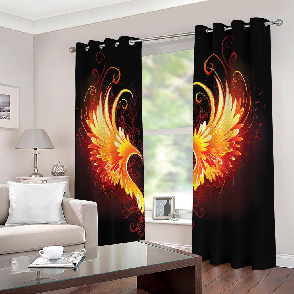 Fire Angel Wings Print Extra Wide Grommet Curtains