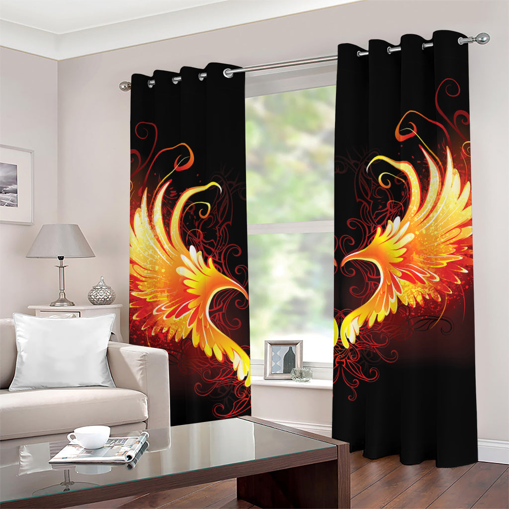 Fire Angel Wings Print Grommet Curtains