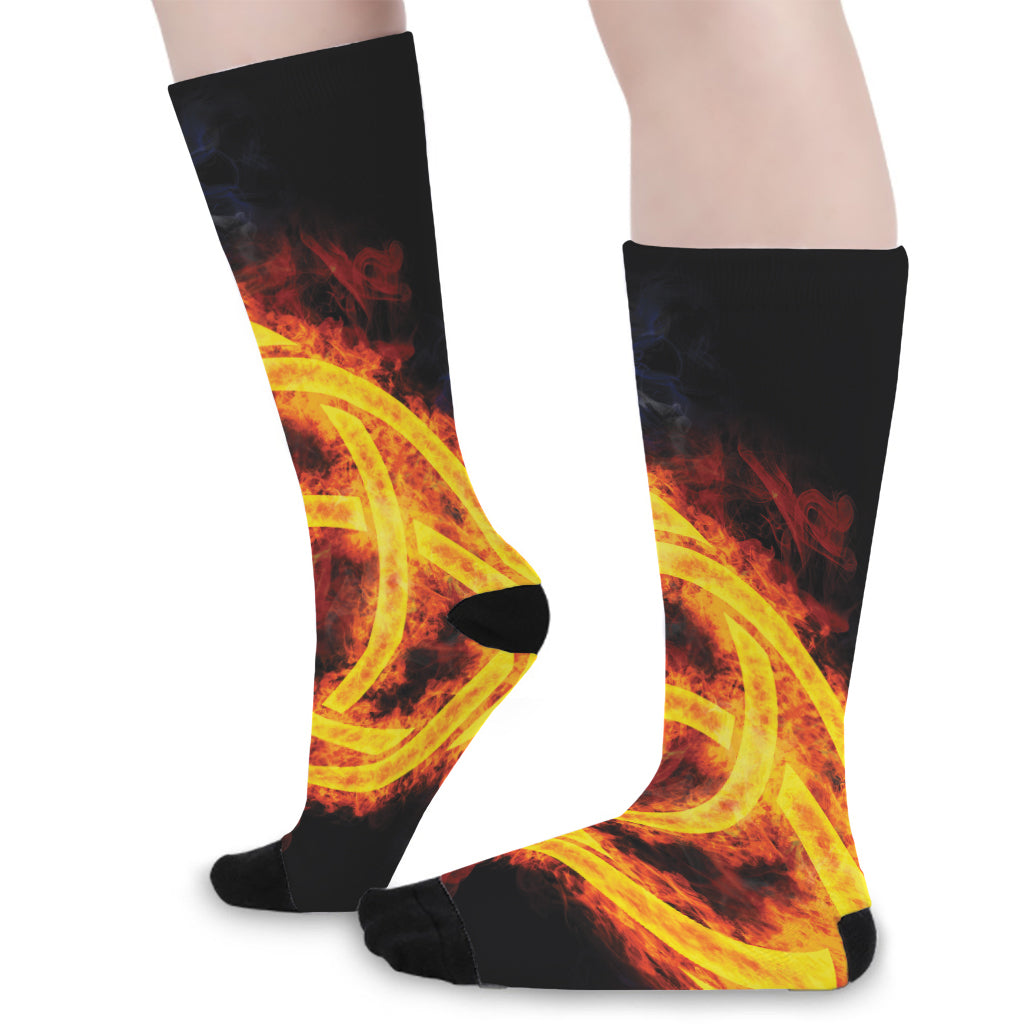 Fire Celtic Knot Print Long Socks