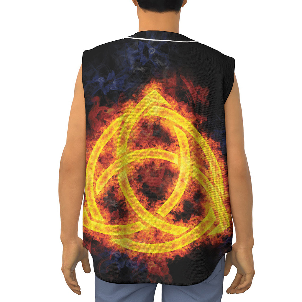 Fire Celtic Knot Print Sleeveless Baseball Jersey