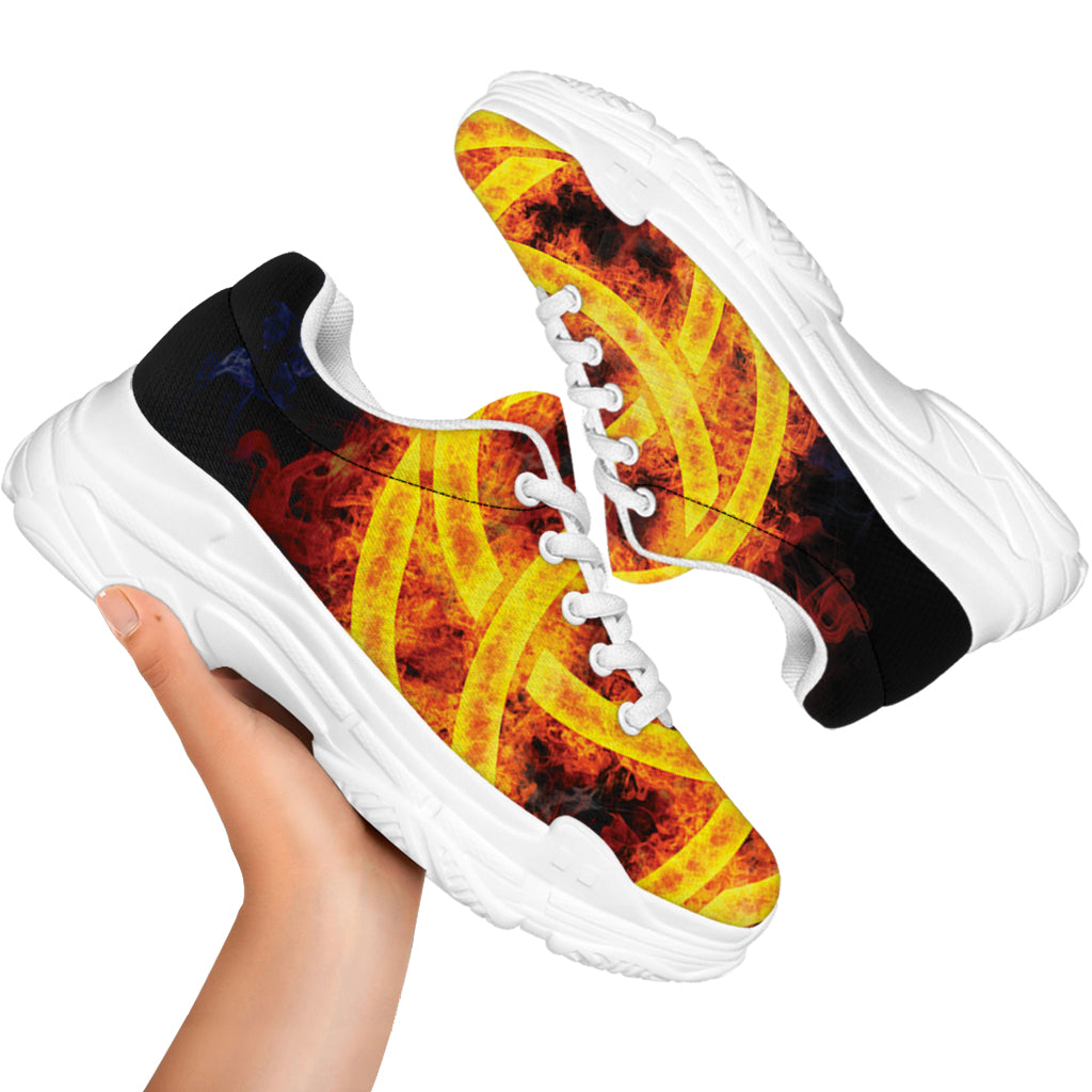 Fire Celtic Knot Print White Chunky Shoes