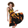 Fire Flame Burning Print Women's Sleeveless Dress