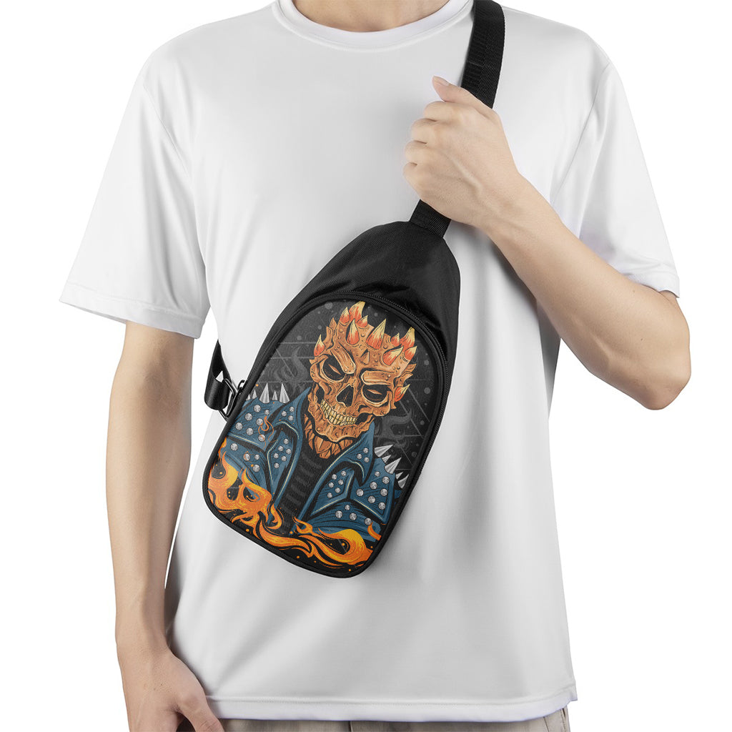 Fire Punk Devil Print Chest Bag