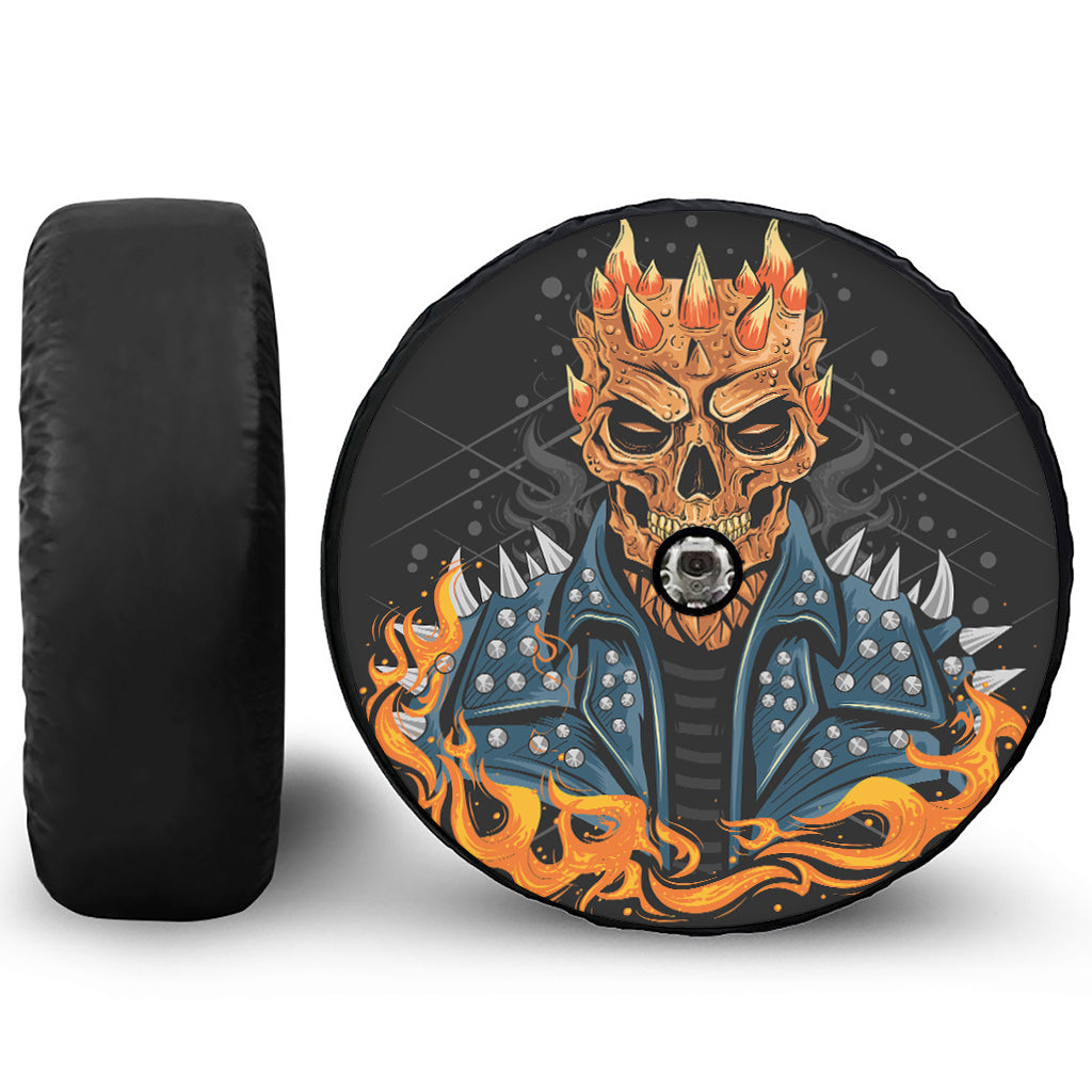 Fire Punk Devil Print Tire Cover With Camera Hole