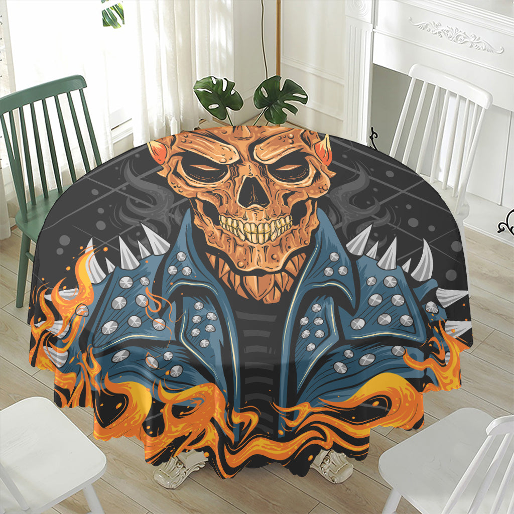 Fire Punk Devil Print Waterproof Round Tablecloth