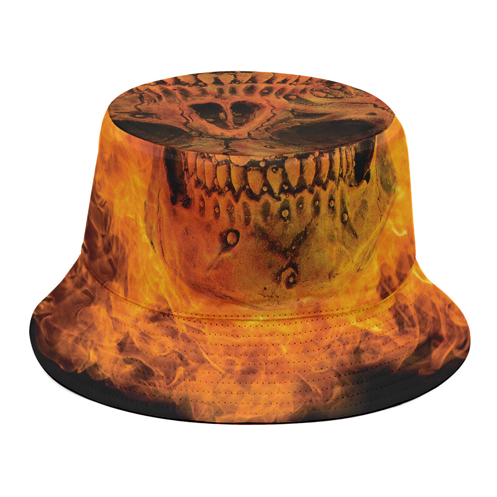 Fire Skull Print Bucket Hat