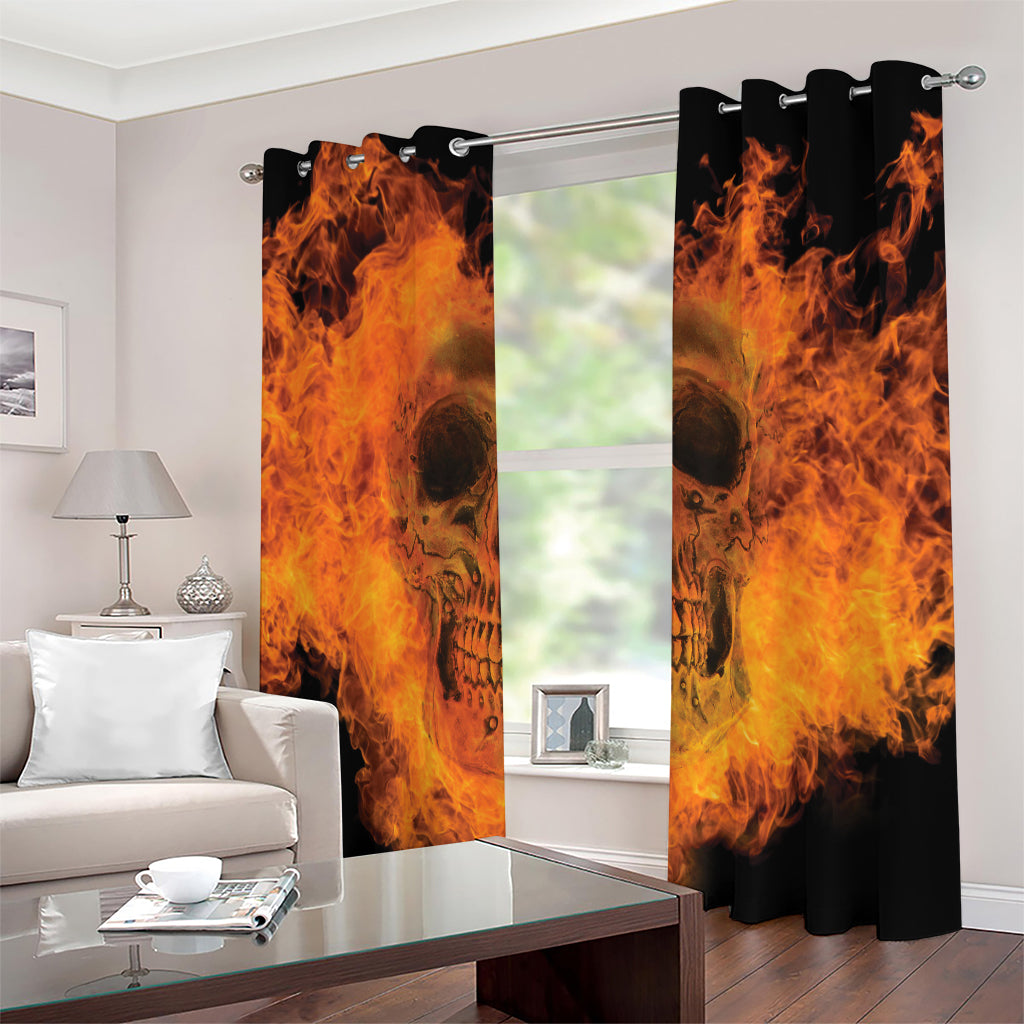 Fire Skull Print Extra Wide Grommet Curtains