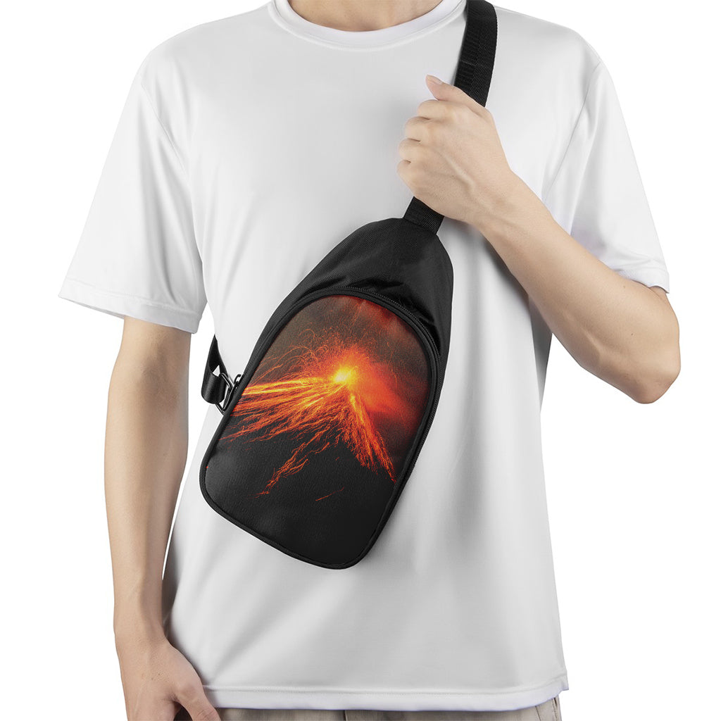 Fire Volcano Print Chest Bag