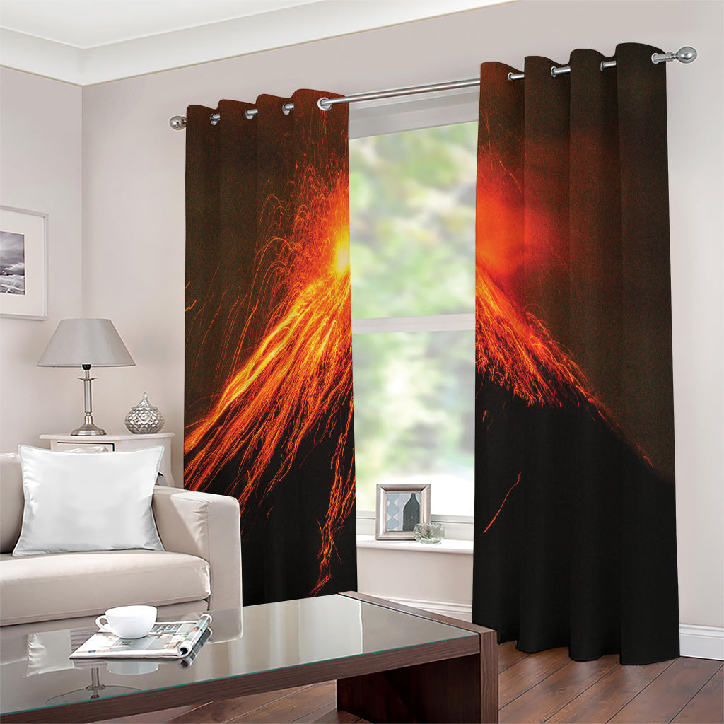 Fire Volcano Print Extra Wide Grommet Curtains
