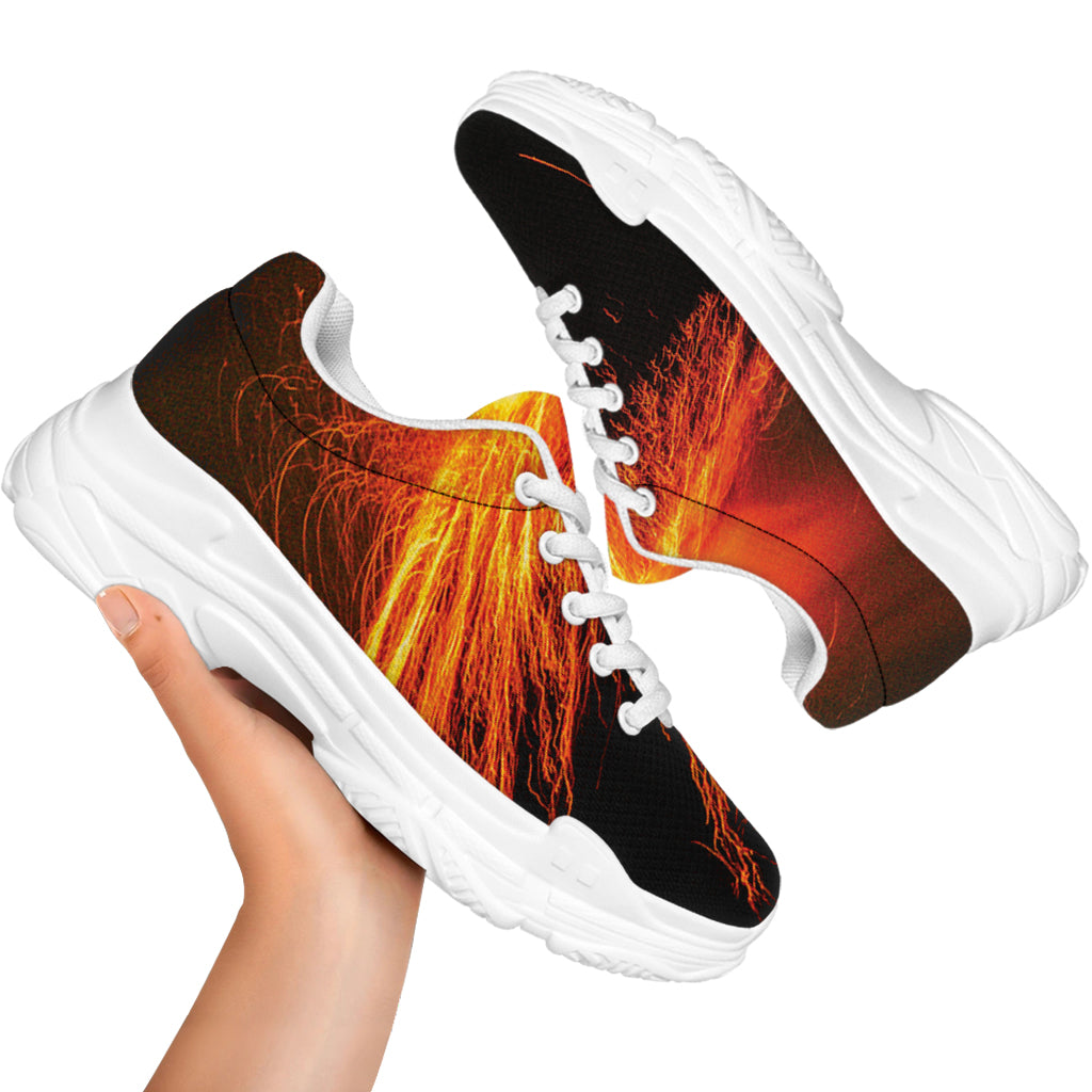 Fire Volcano Print White Chunky Shoes