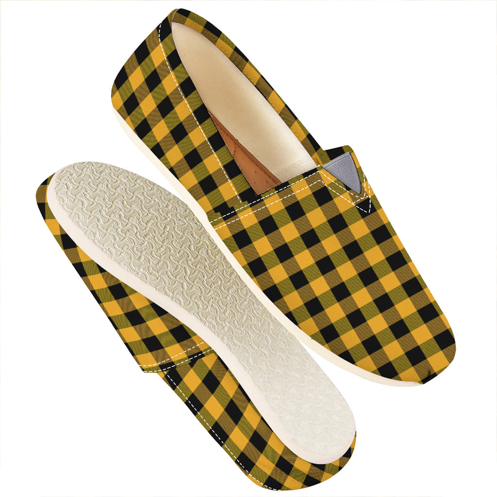 Fire Yellow Buffalo Check Pattern Print Casual Shoes
