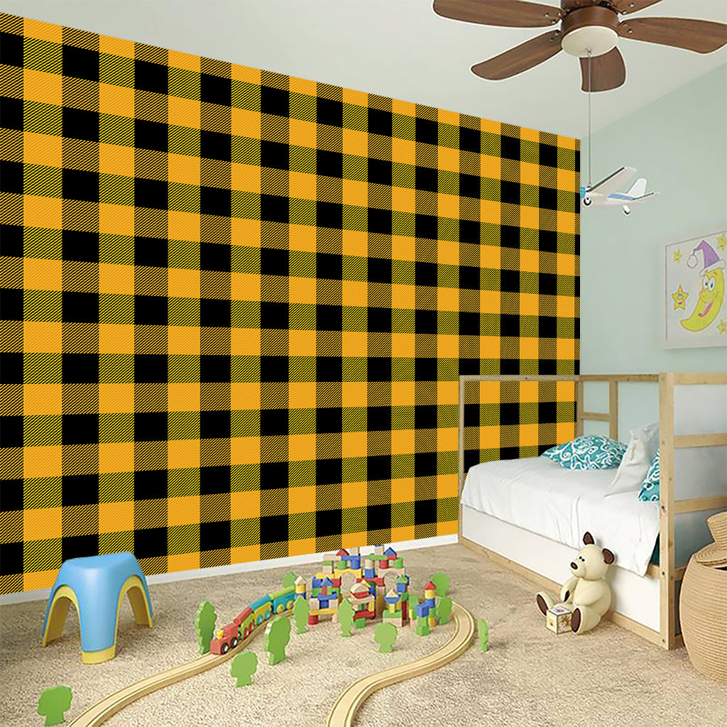 Fire Yellow Buffalo Check Pattern Print Wall Sticker