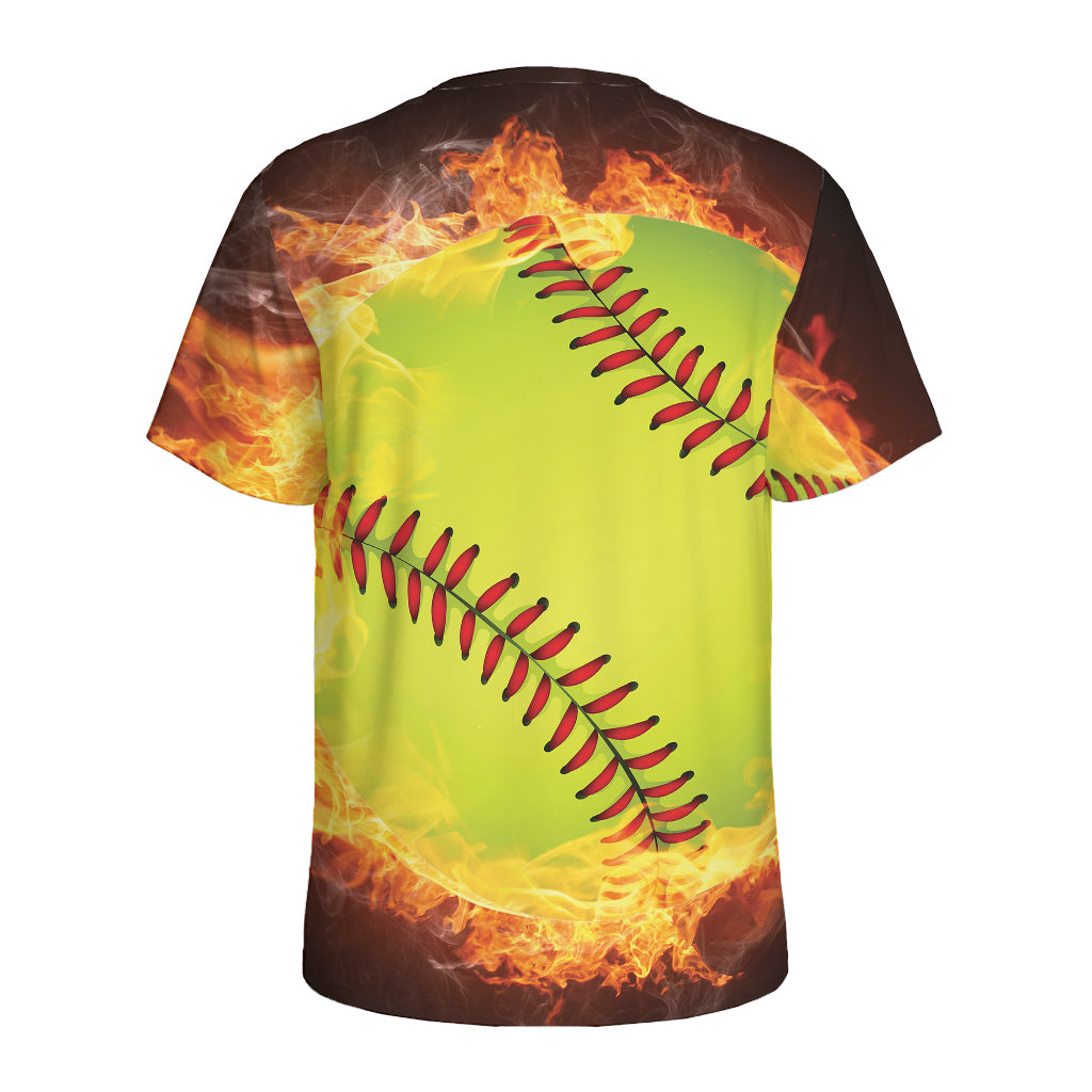 Fireball Softball Print Men's Sports T-Shirt