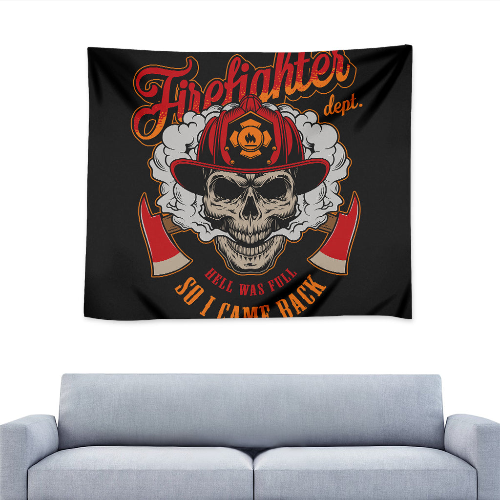 Firefighter Department Skull Print Tapestry