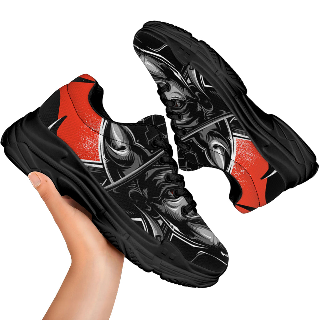 Firefighter Devil Print Black Chunky Shoes